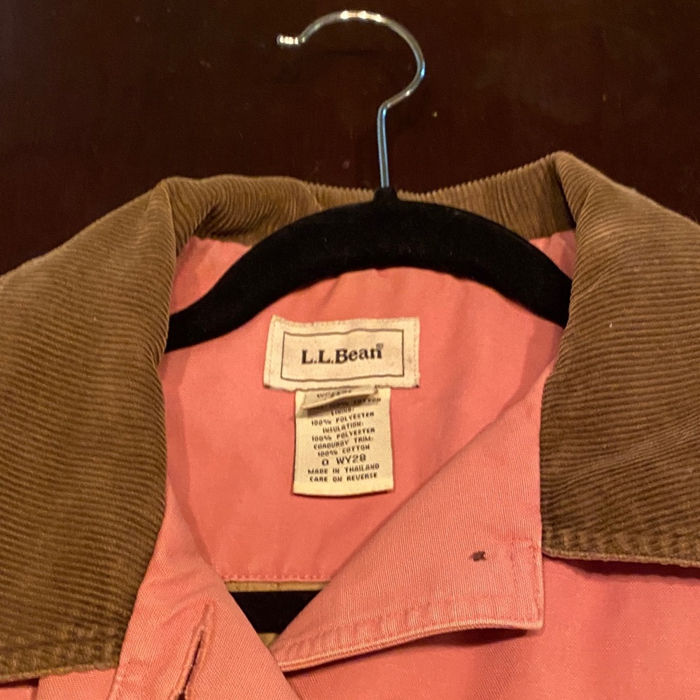 L.L. Bean Pink Coat with Brown Corduroy Collar